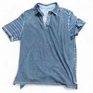TOMMY BAHAMA Shirt Mens Large Blue Stripe Denim Look Polo Casual